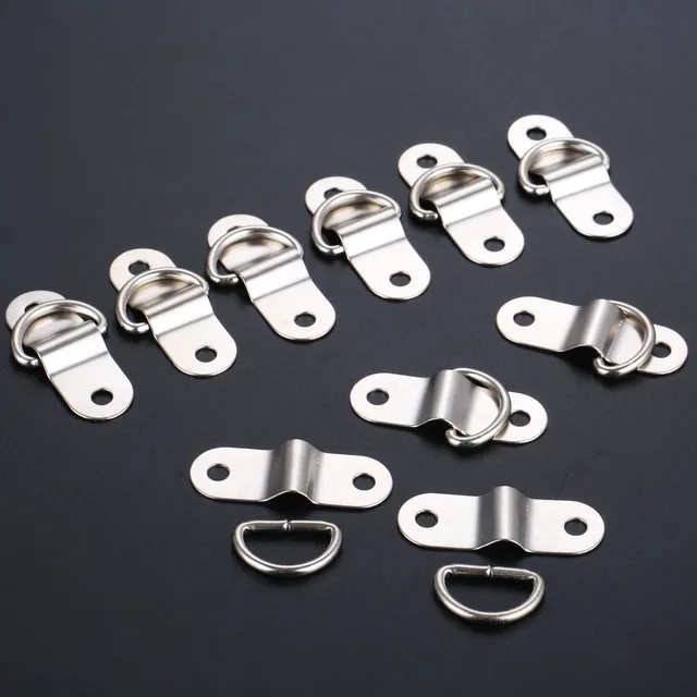10Pcs Przyczepy do łodzi Pierścień D Trwały hak do mocowania liny Kotwica do obciążenia Metalowy płaski bezszwowy pierścień D Przycisk D Półokrągła klamra