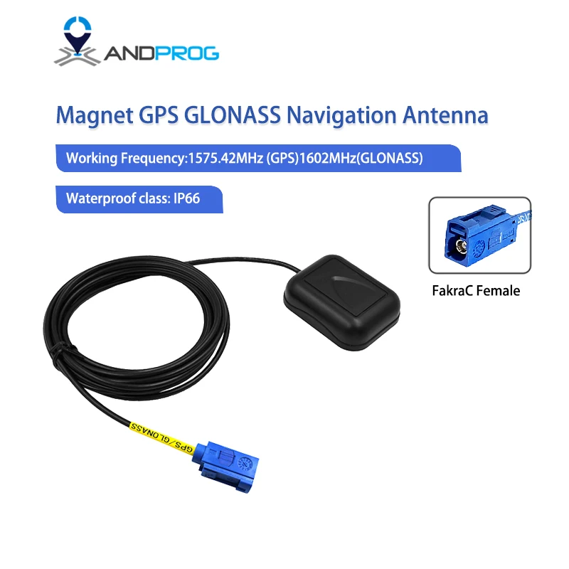 Active GPS GLONASS GNSS Antenna Fakra C Blue Connector L1 Band Car Navigation Positioning Antenna RG174 Cable