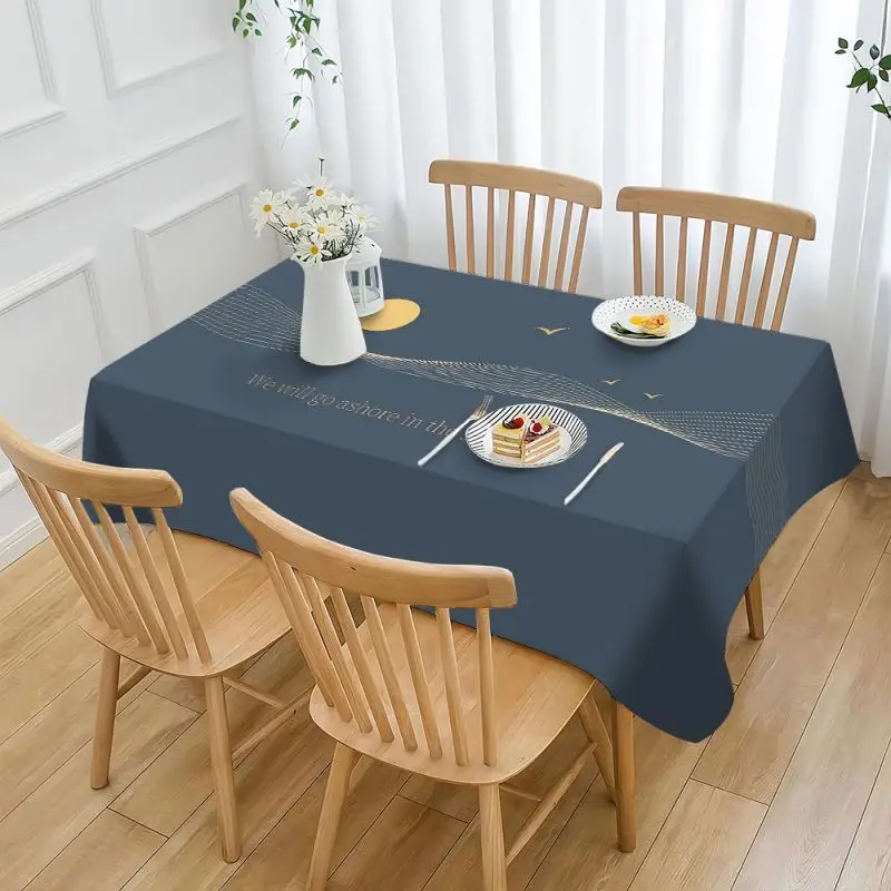 Polyester tablecloth, minimalist style tablecloth, rectangular multi-colored printed flower tablecloth
