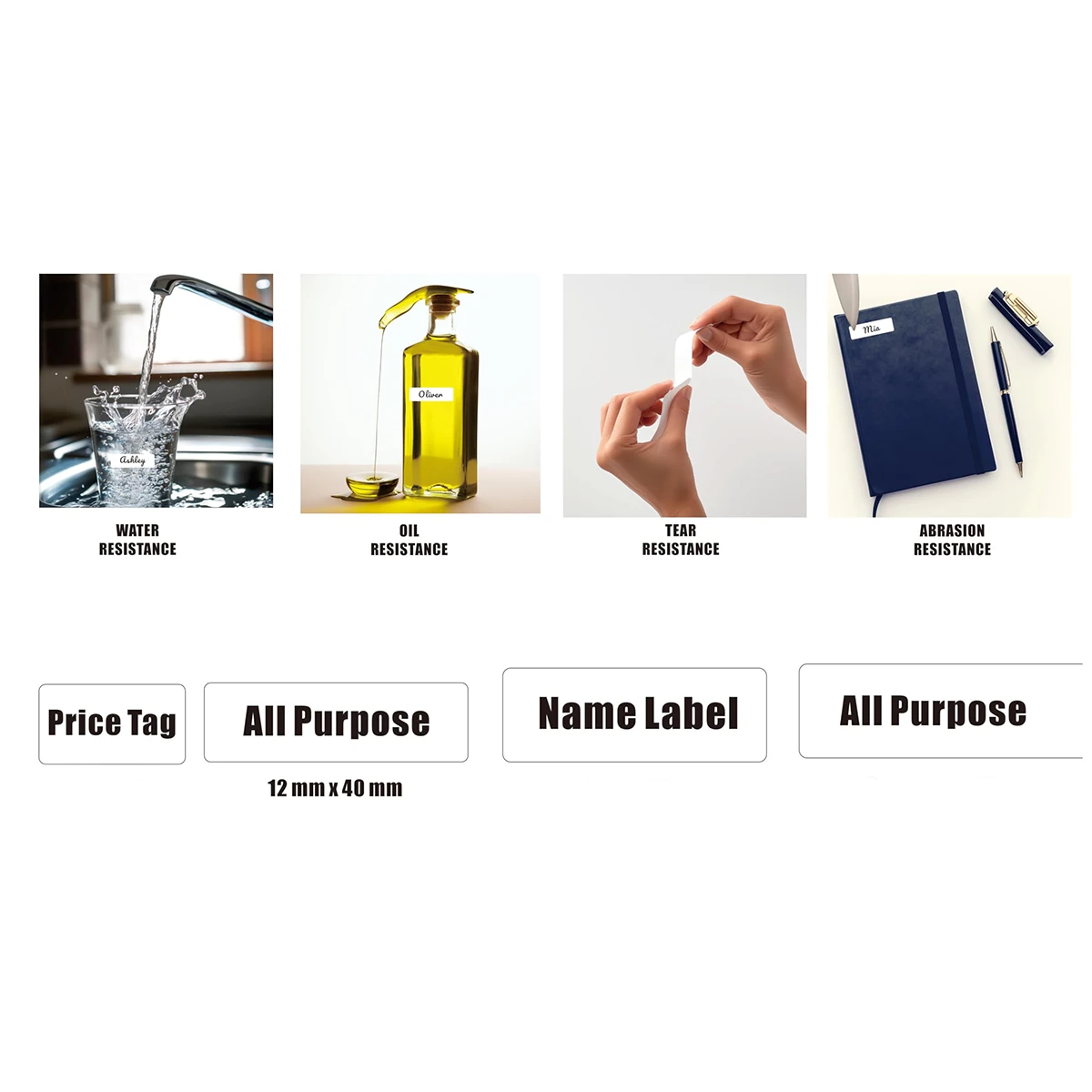 D30 12x40/15x30mm White Thermal Labels Adhesive Stickers for D30/Q30 Printer Office/Kitchen/Shipping Inventory Organization