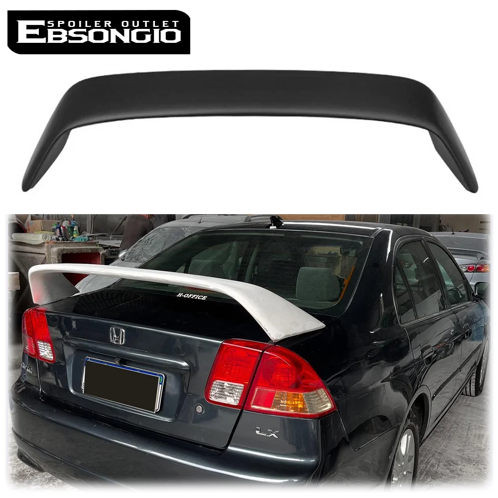 Задний спойлер ОКРАШЕННЫЙ для Honda Civic 2001-2005 годов, 4-дверный, декоративное крыло, ABS-пластик, глянцевый черный, для багажника