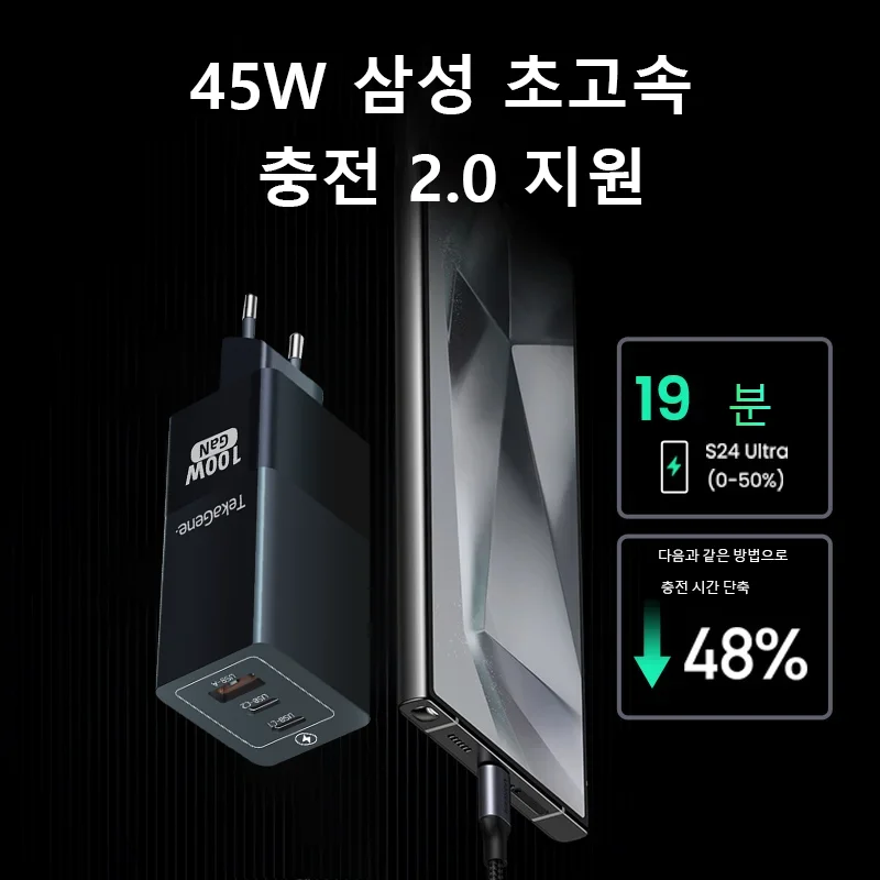 GaN 충전기 USB C타입 PD 고속 충전기, 4.0 3.0, 적합하다 맥북 노트북, 삼성, 샤오미, 100W