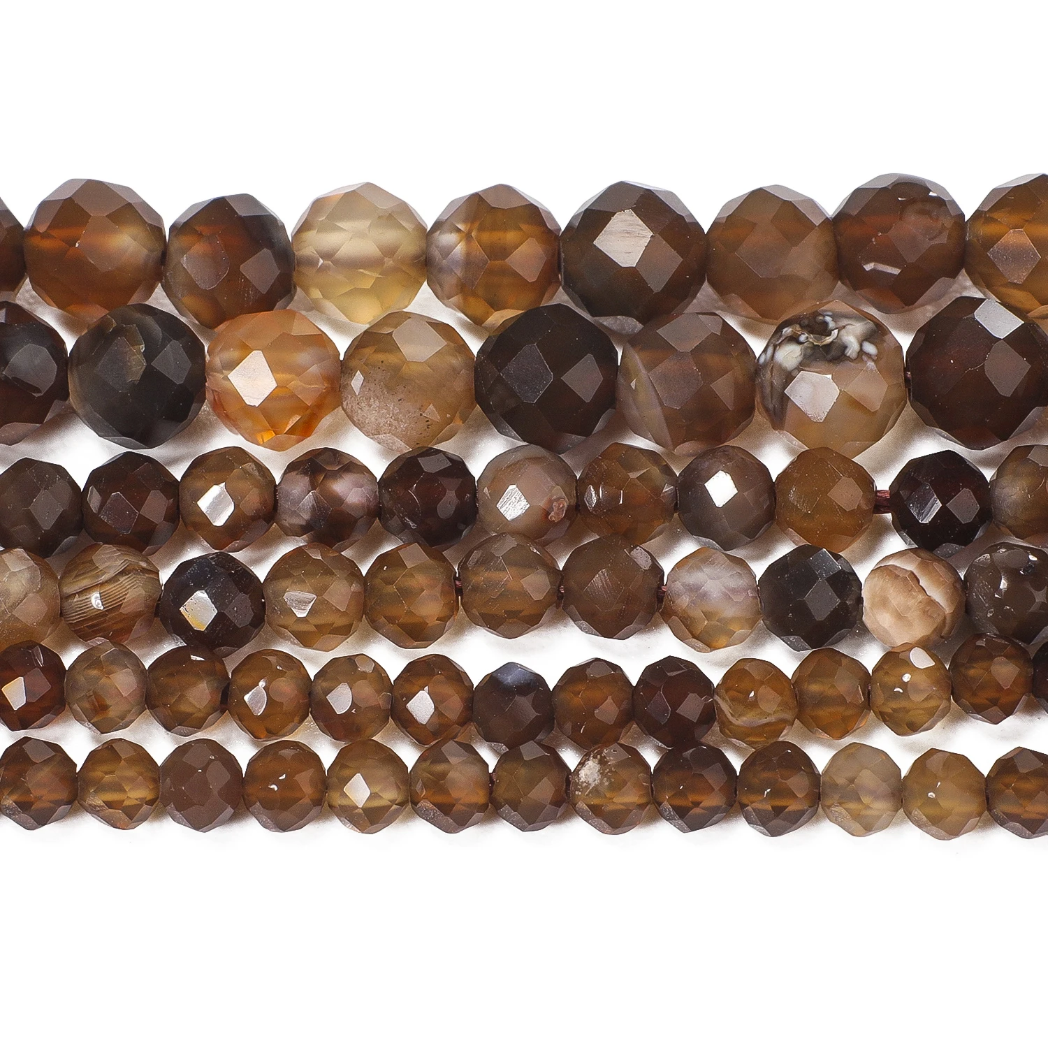 New 2 3 4mm Faceted Tiny Beads Natural Coffee Brown Agate Stone for Jewelry Making Diy Bracelet Necklace Accessories