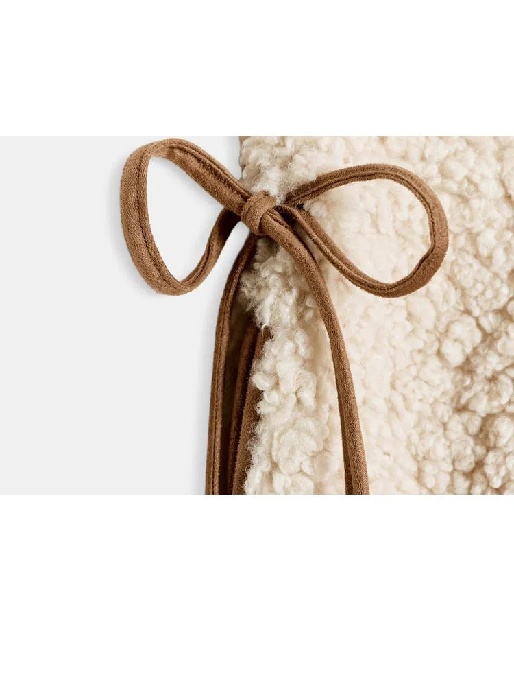 

HH женский зимний новый модный теплый жилет из овечьей шерсти с регулируемой талией, женский повседневный универсальный топ без рукавов с застежкой-молнией и галстуком-бабочкой