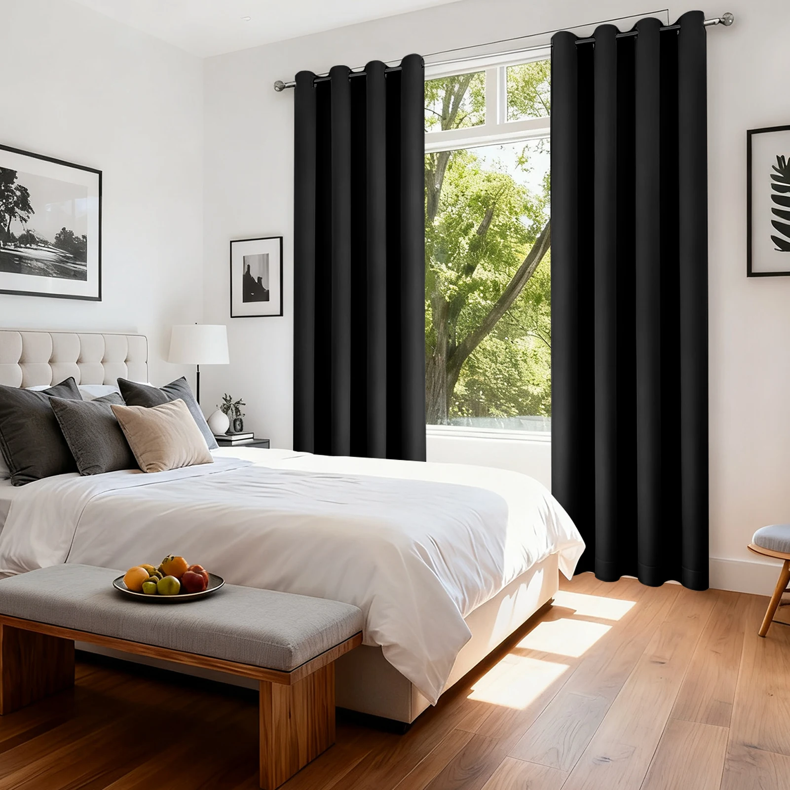 Verdunkelungsvorhang für Wohnzimmer, Polyester-Pongee-Öse, wärmeisolierter, lichtblockierender Vorhang für französische Terrassentür – Detail 12