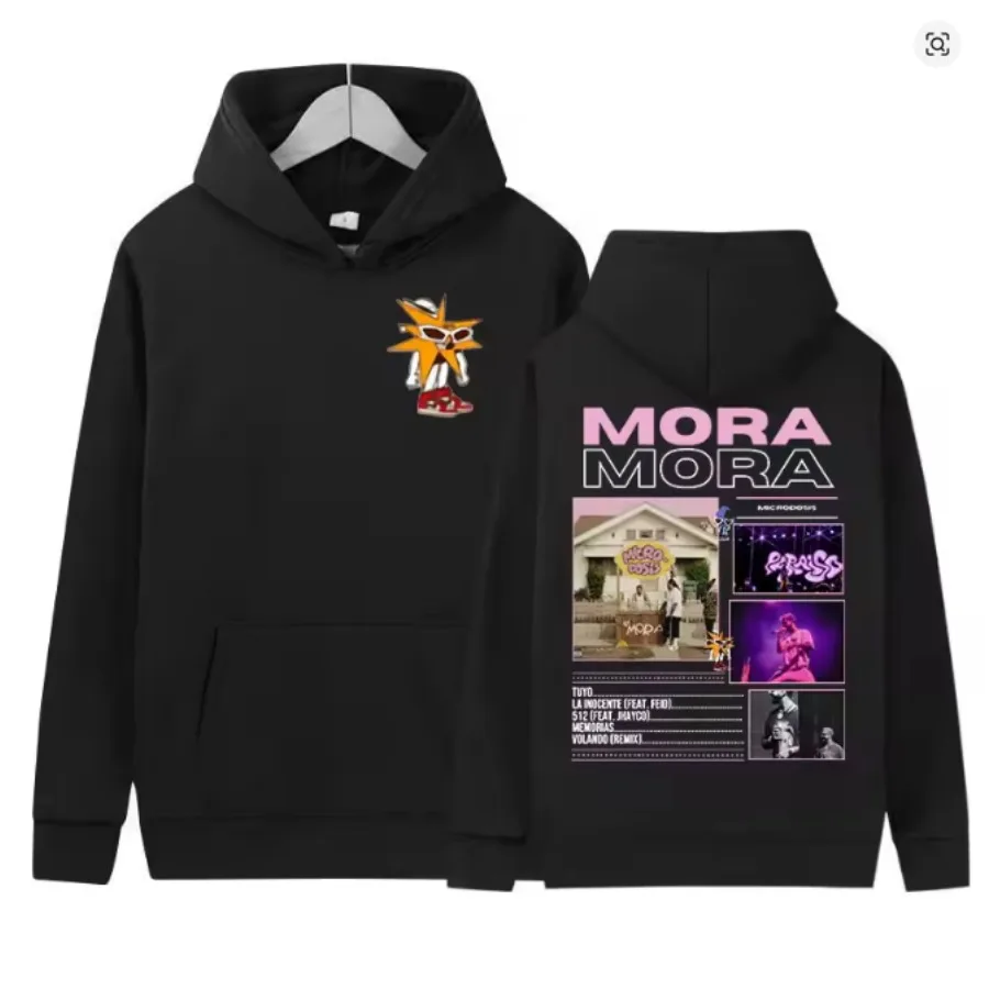 Rapper Mora Lo Mismo De Siempre Tour Funny Hoodie Hip Hop Graphic Sweatshirt Unisex Streetwear Harajuku Tracksuit Y2K Clothes