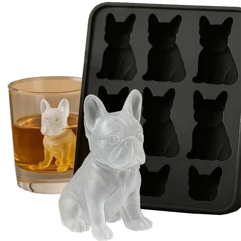 French Bulldog Ice Mold - 3D Silicone Dog/shark/cat/owl Shape Ice Tray Fun Animal Shape Popsicle Molds for Whiskey Party Drinks