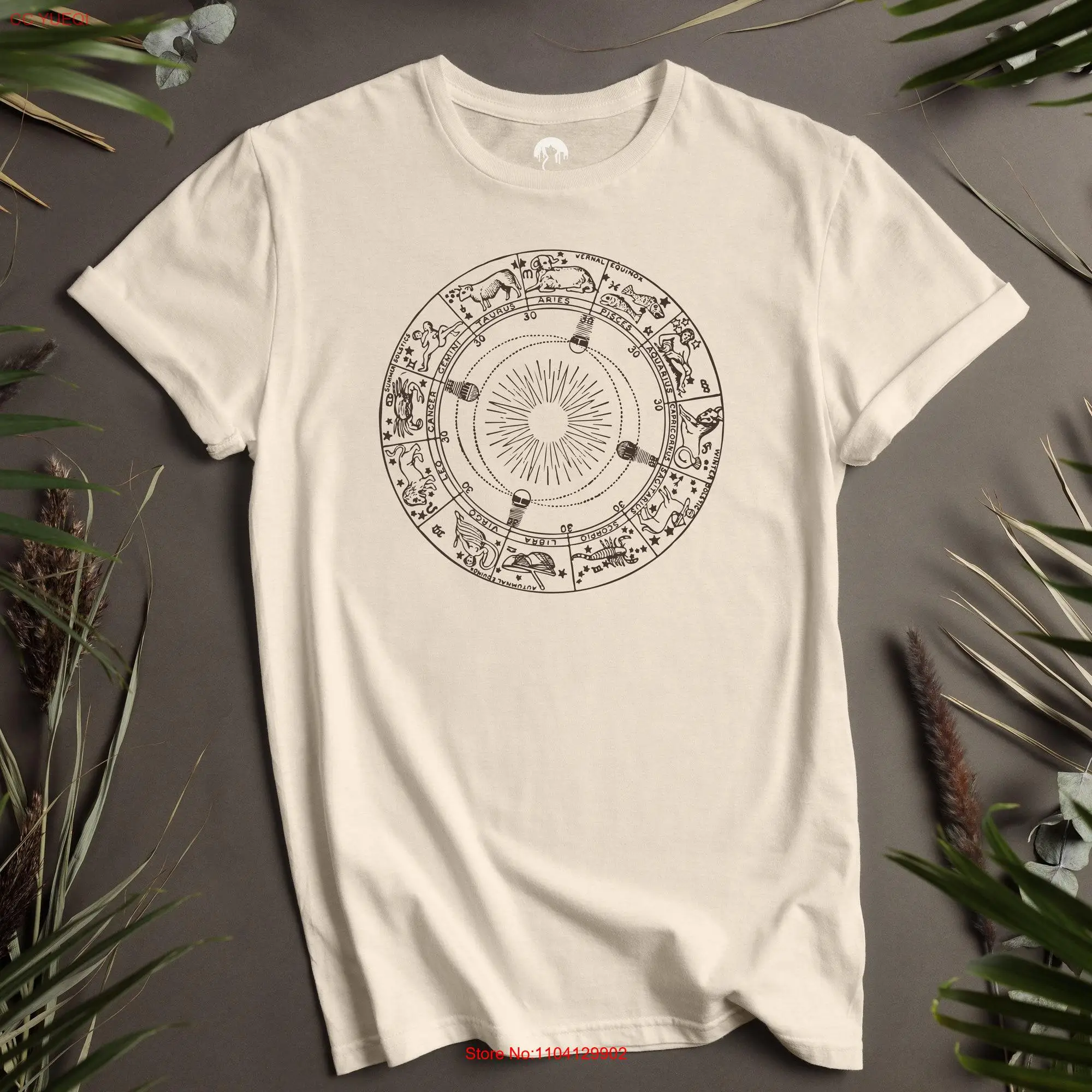 Medieval Astrology Zodiac T Shirt Horoscope Antique Dark Academia Goth Aesthetic Vintage Gothic long or short sleeves