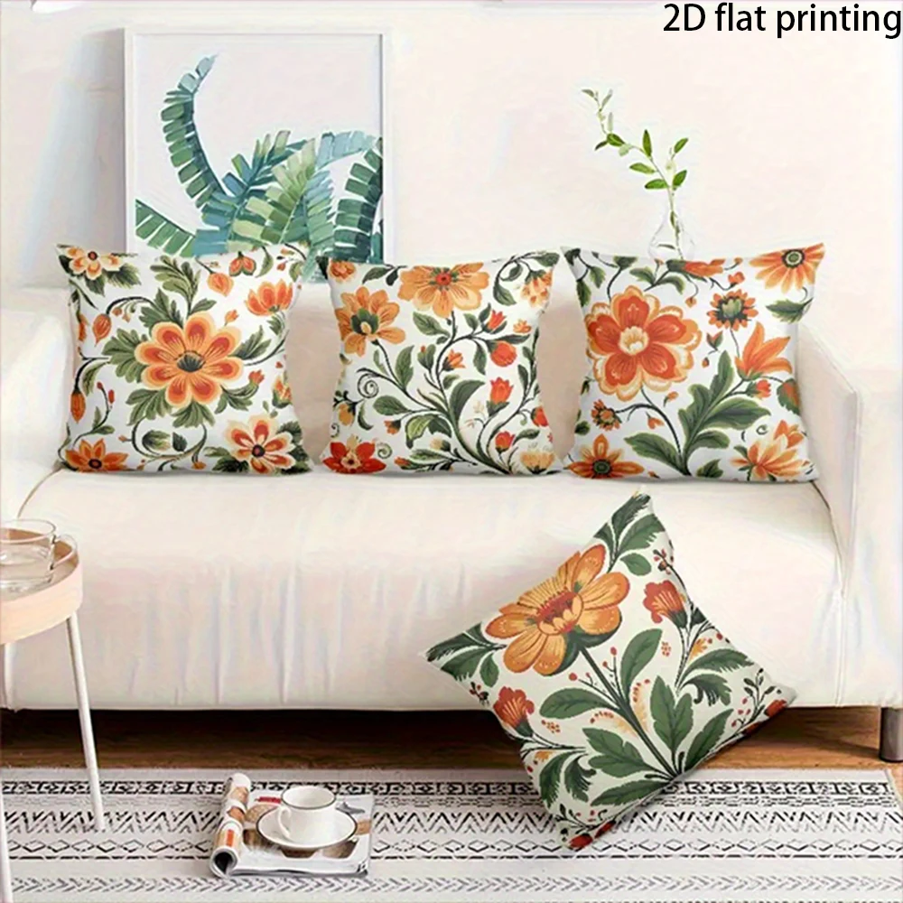 1/4PCS Vintage Floral Throw Pillow Covers ,Suitable for beds, sofas, lounge chairs, home decoration.