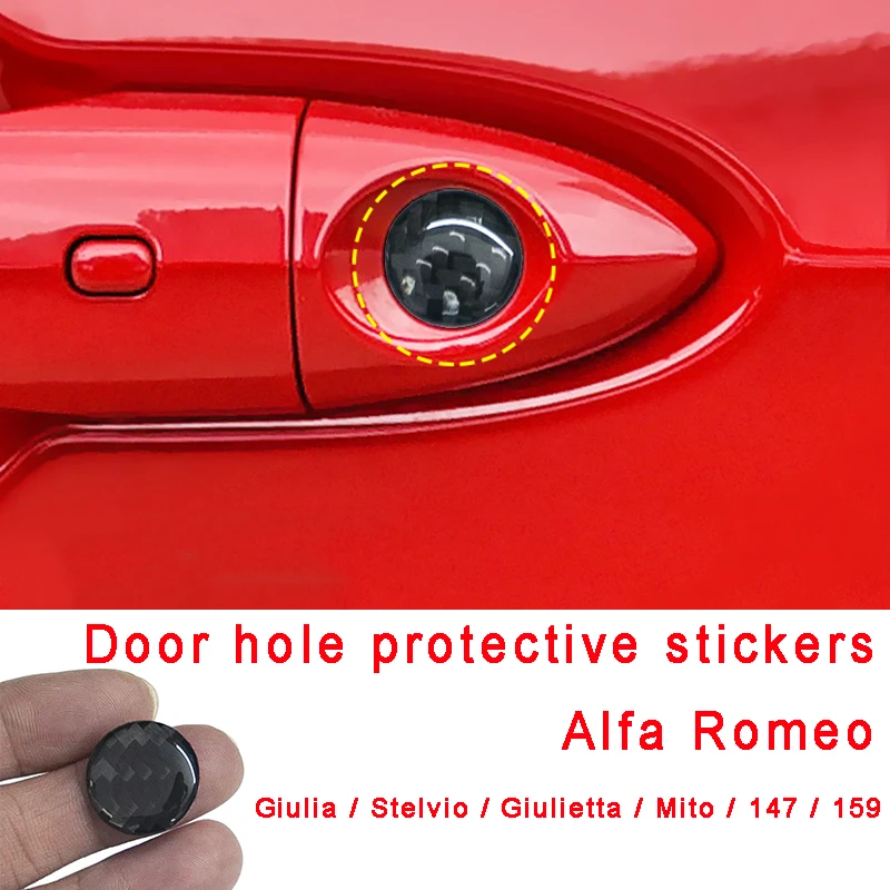 Door Key Hole Decorative Sticerks Metal Protective Cover For Afla Romeo Giulia Stelvio 147 159 4C Car Exterior Accessories