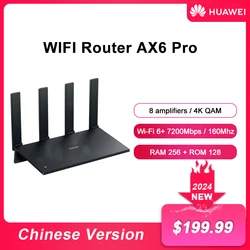 Original Huawei WiFi AX6 Pro WiFi Router Dual Band Mesh Wi-Fi 6+ 7200Mbps 4k QAM 8 Channel Signal Wireless Router Repeater