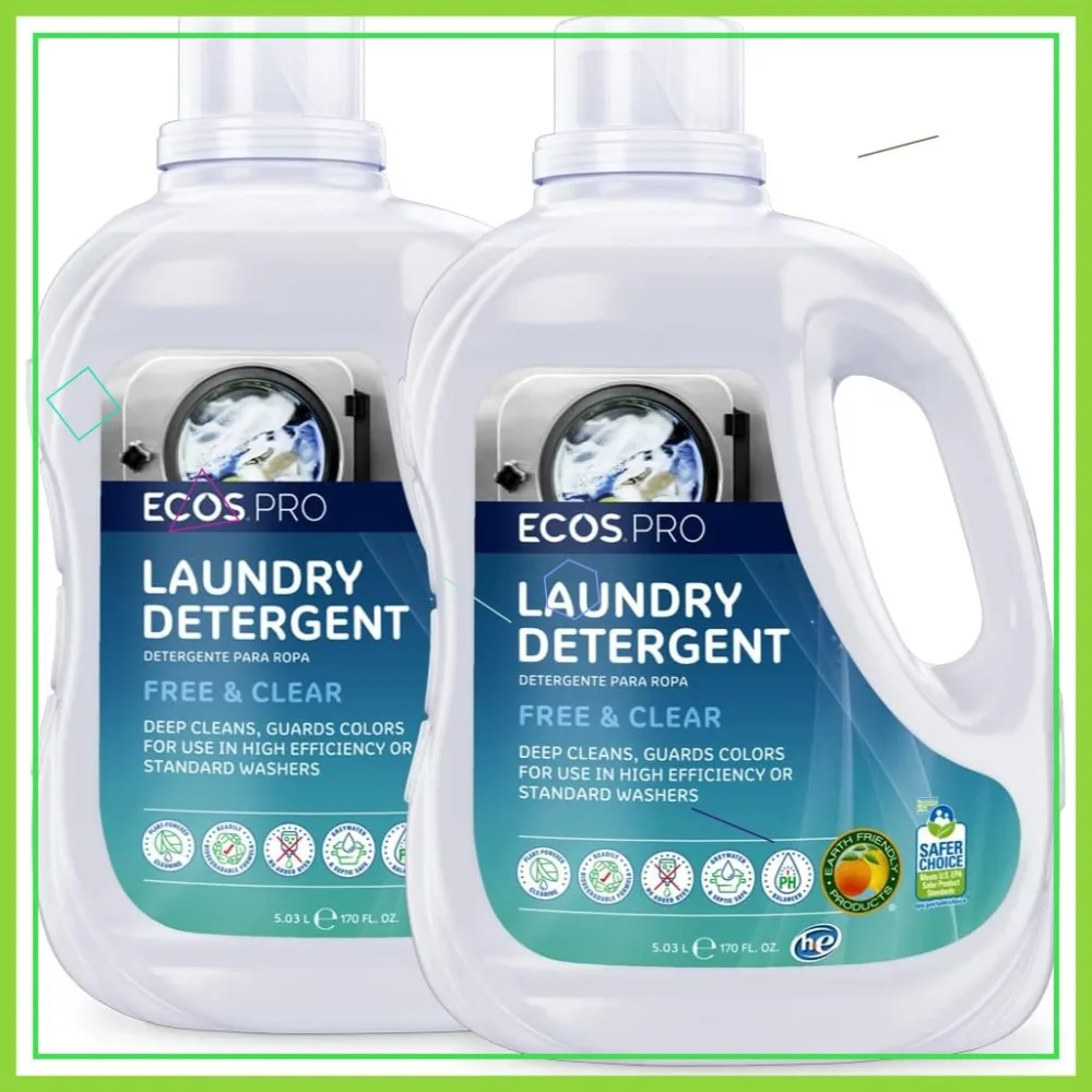 

Concentrated Liquid Laundry Detergent, Free & Clear, Unscented, Ideal for Commercial Use, Pack of 2 (170 fl oz each)