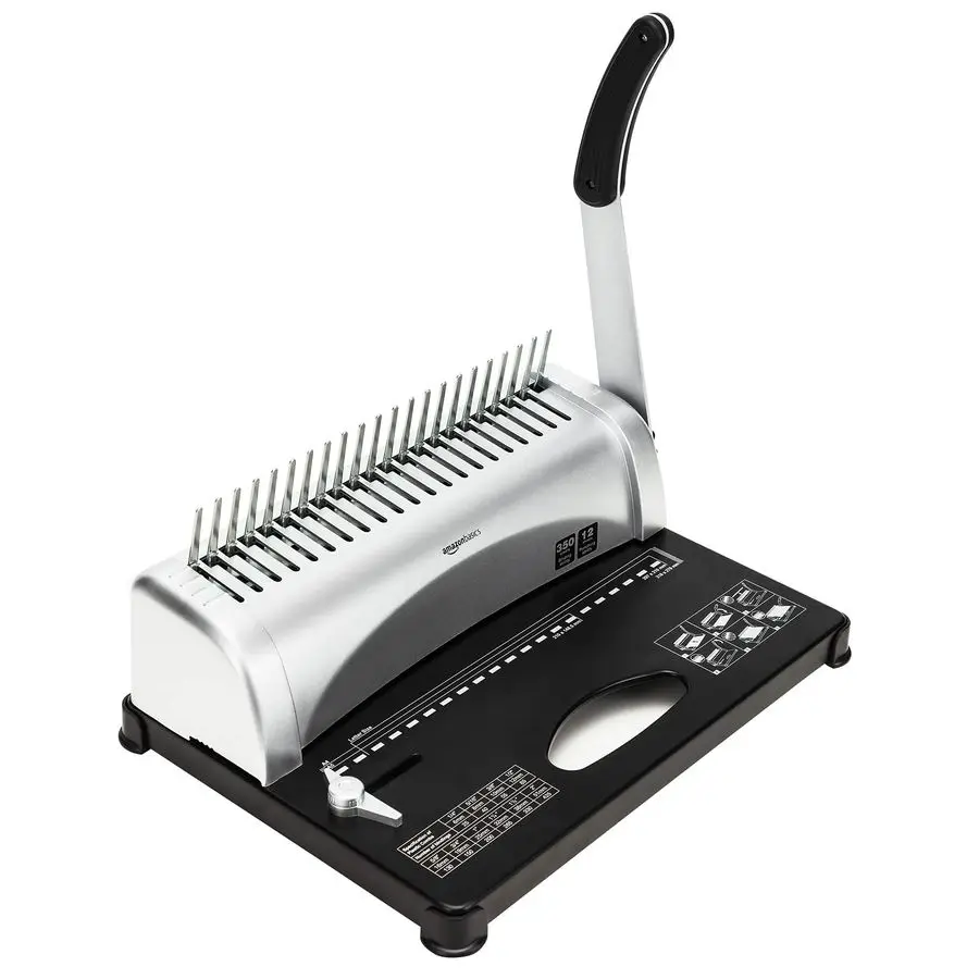 

Comb Binding Machine, 350 Sheets Capacity, for paper sizes A515 holes Letter19 holes A421 holes with Adjustable Margin, Grey