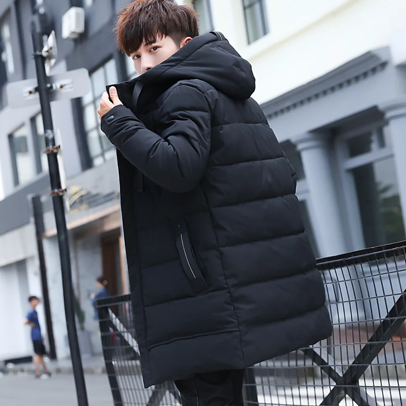 

Large Size Men's Winter Cotton Jaet Mid-Length Hooded Thiened Fce Youth Faion Waterproof Double-Sided Wear Outerwear