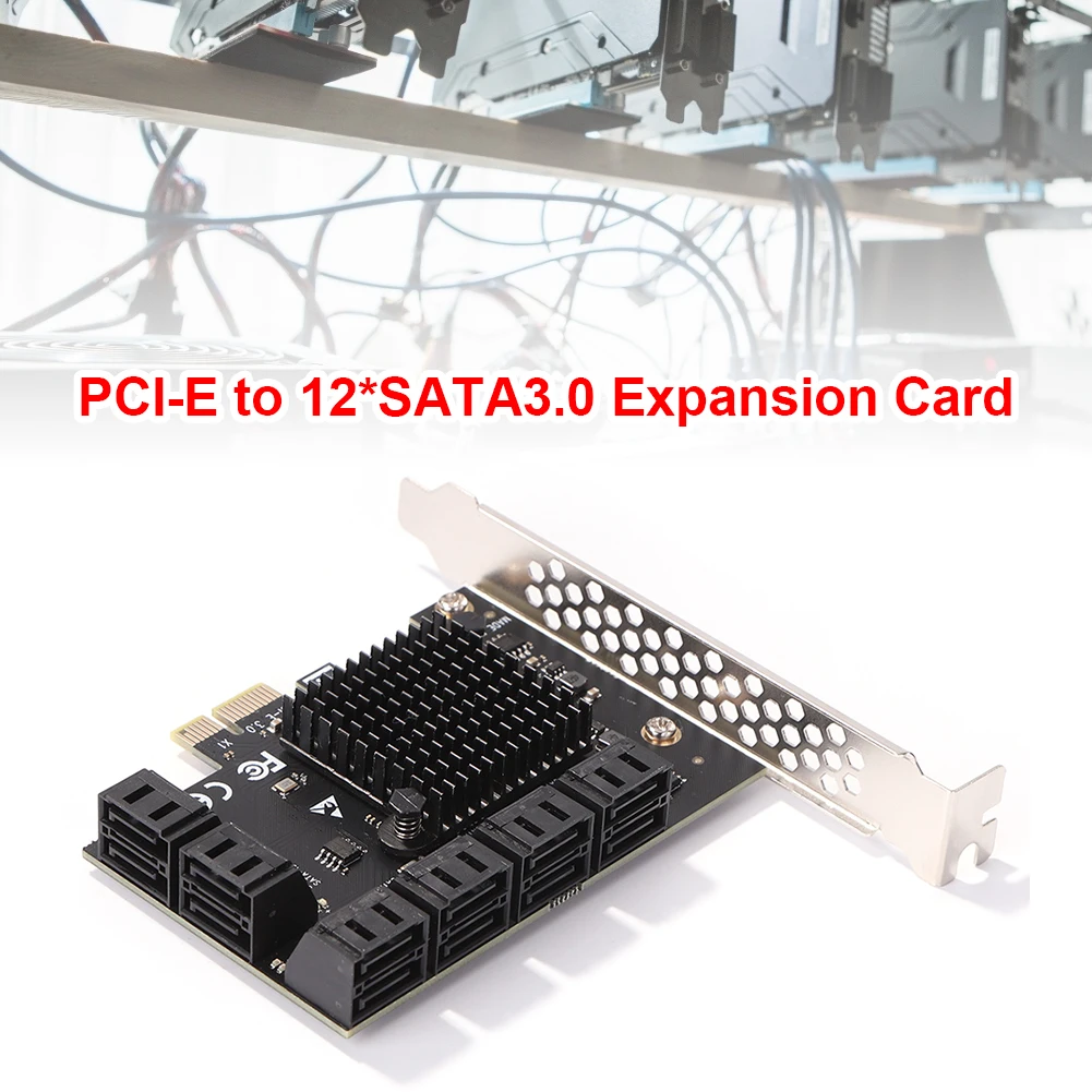 Controller Adapter Riser Expansion Card PCIE Adapter 12 Port 6Gbps PCI-Express X1 to SATA 3.0 Controller Cards