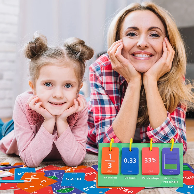 104PCS Decimal Fraction Percentage Conversion Cards Table Model Education Card Thinking Cognition Training Kids Educational Toys