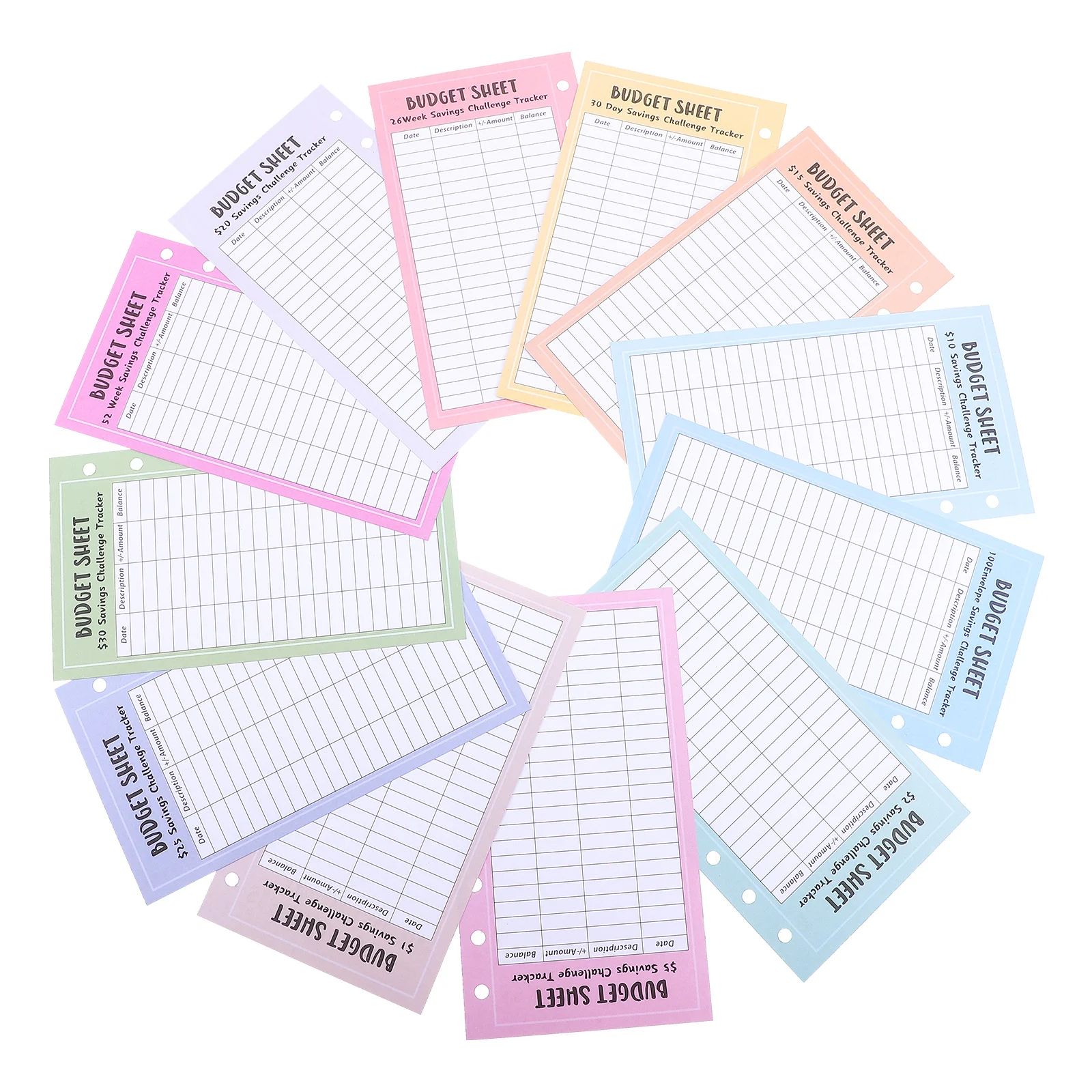 48 ورقة تحدي التوفير A6 6 حلقات أوراق تتبع النقود لتخطيط الميزانية وتوفير المال ومتتبع توفير الموثق #3