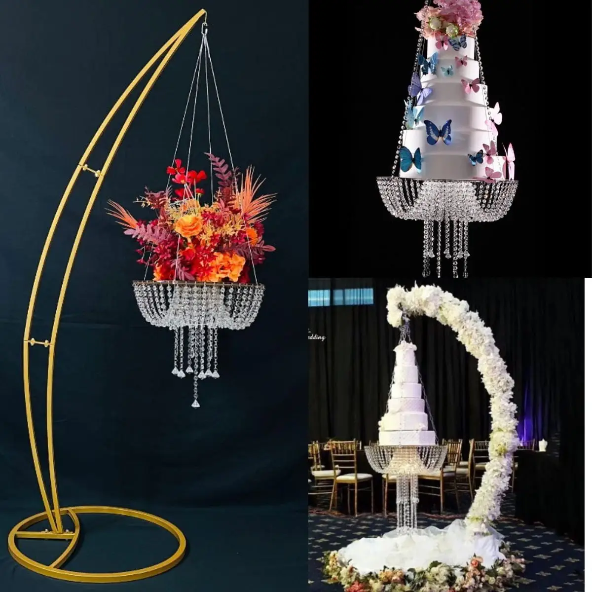 2PCS Lovely Baby Shower Decorations Crystal Chandelier Cake Table Wedding Flower Arrangement  Arch Birthday Party Dessert Holder