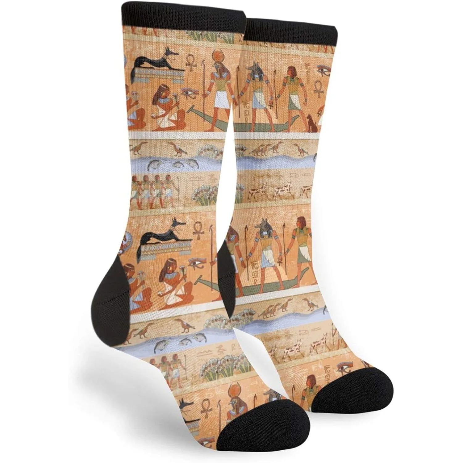 

Ancient Egypt Scene Men Women Casual Socks Funny Funky Novelty Crew Tube Socks