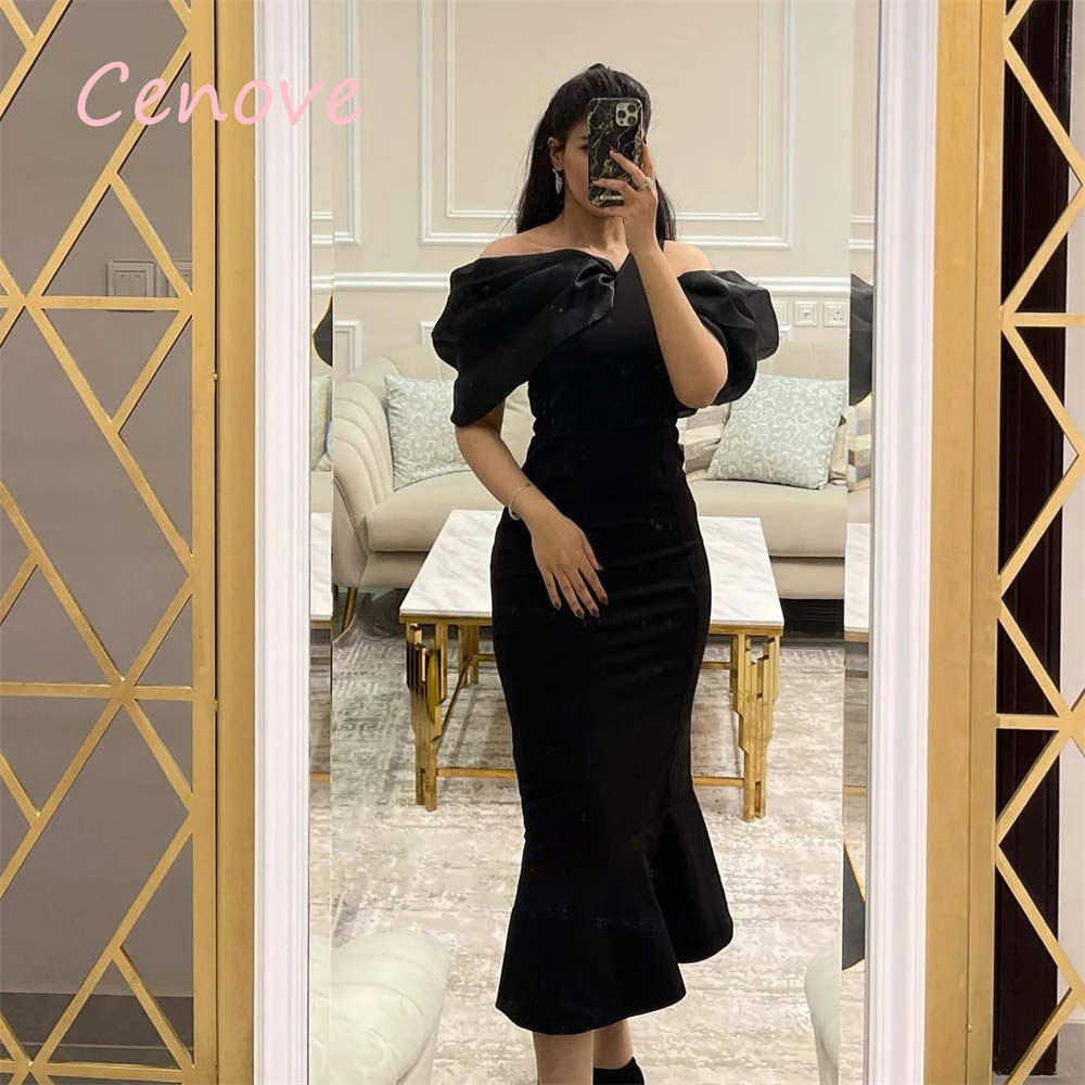 

Cenove 2024 Arab Dubai Off The Shoulder Prom Dress Short Sleeves With Ankle Mermaid Evening Elegant Party Dress For Women