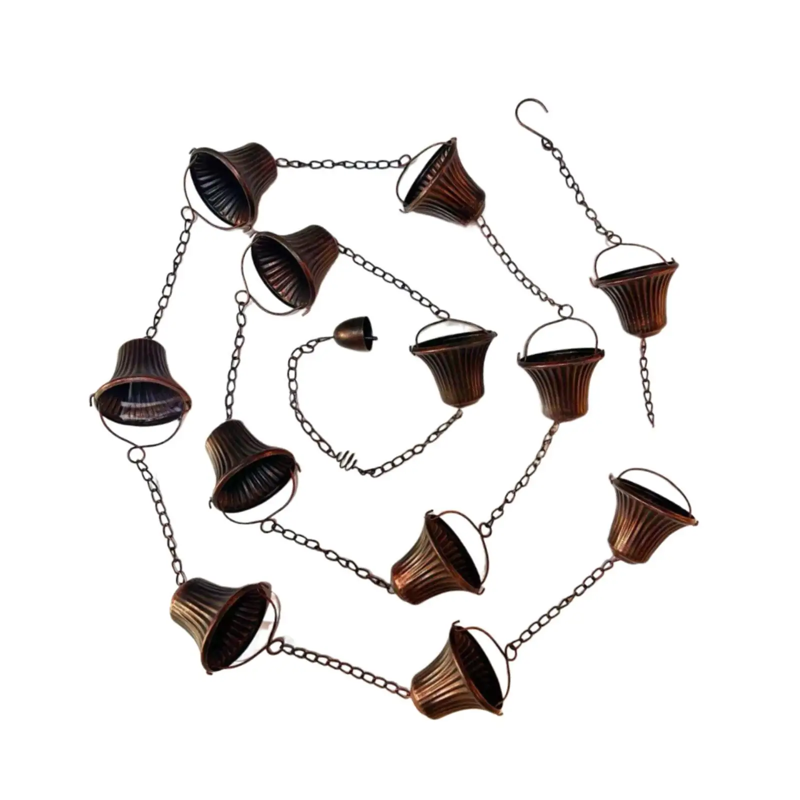 Vintage Bronze Outdoor Rain Chain Metal Drain Cup Downspout Decor Accessory for Rooftop Garden