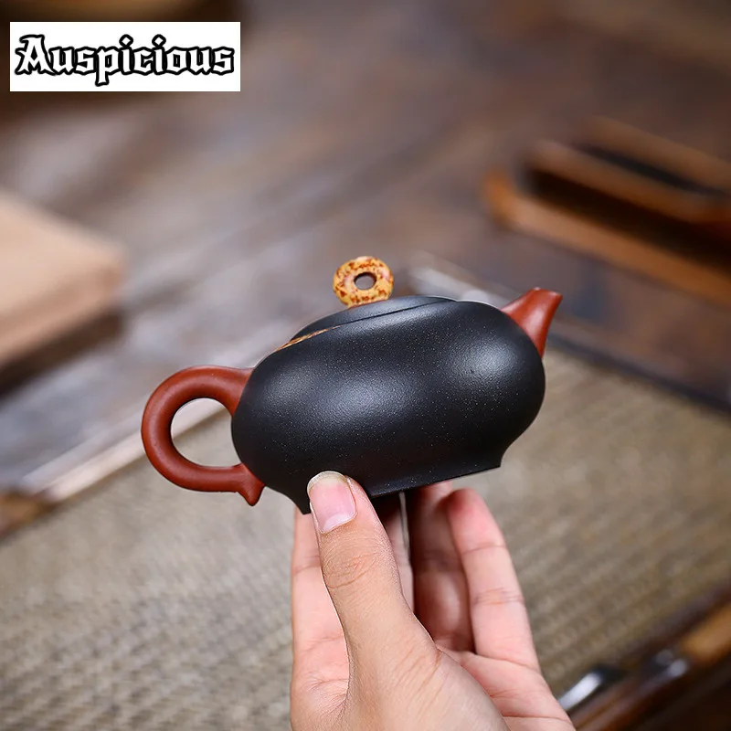 150ml Yixing Raw Ore Black Mud Purple Clay  Xishi Filter Tea Pot Beauty Kettle Handmade Kung Fu Teaset Customized Drinkware Gift