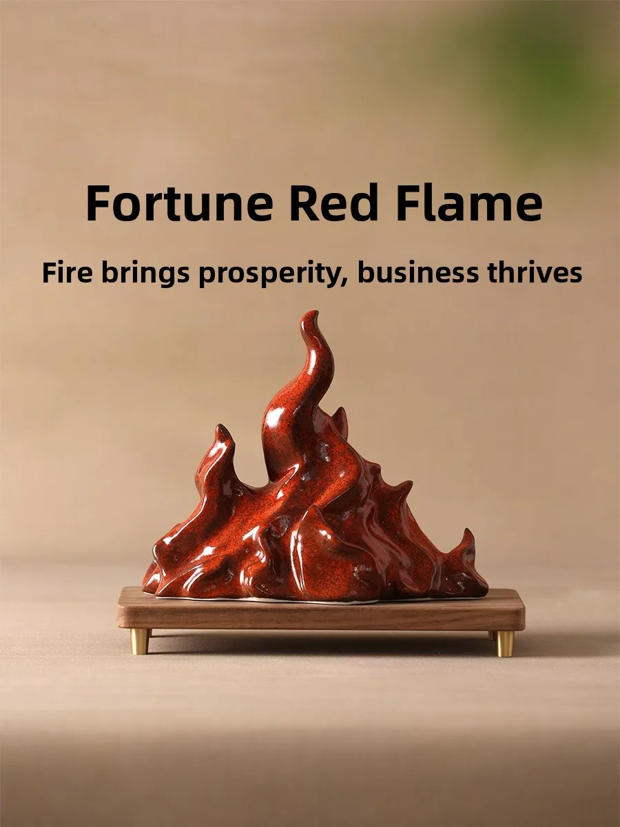

Элитные художественные керамические украшения Red Flame для офиса: китайские скульптуры для привлечения богатства, декор для входа из Цзиндэчжэня