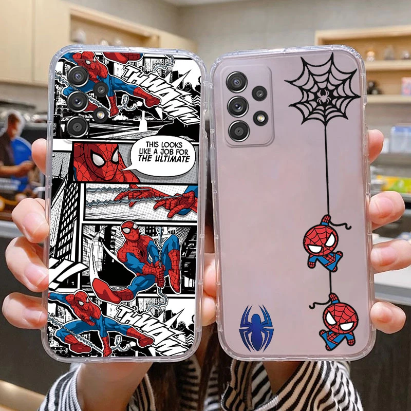 For Samsung Galaxy A52 A52S Case Cartoon Marvel Matte Cover SpiderMan Anime Cartoon Fundas For Samsung A 52 S Capa Transparent