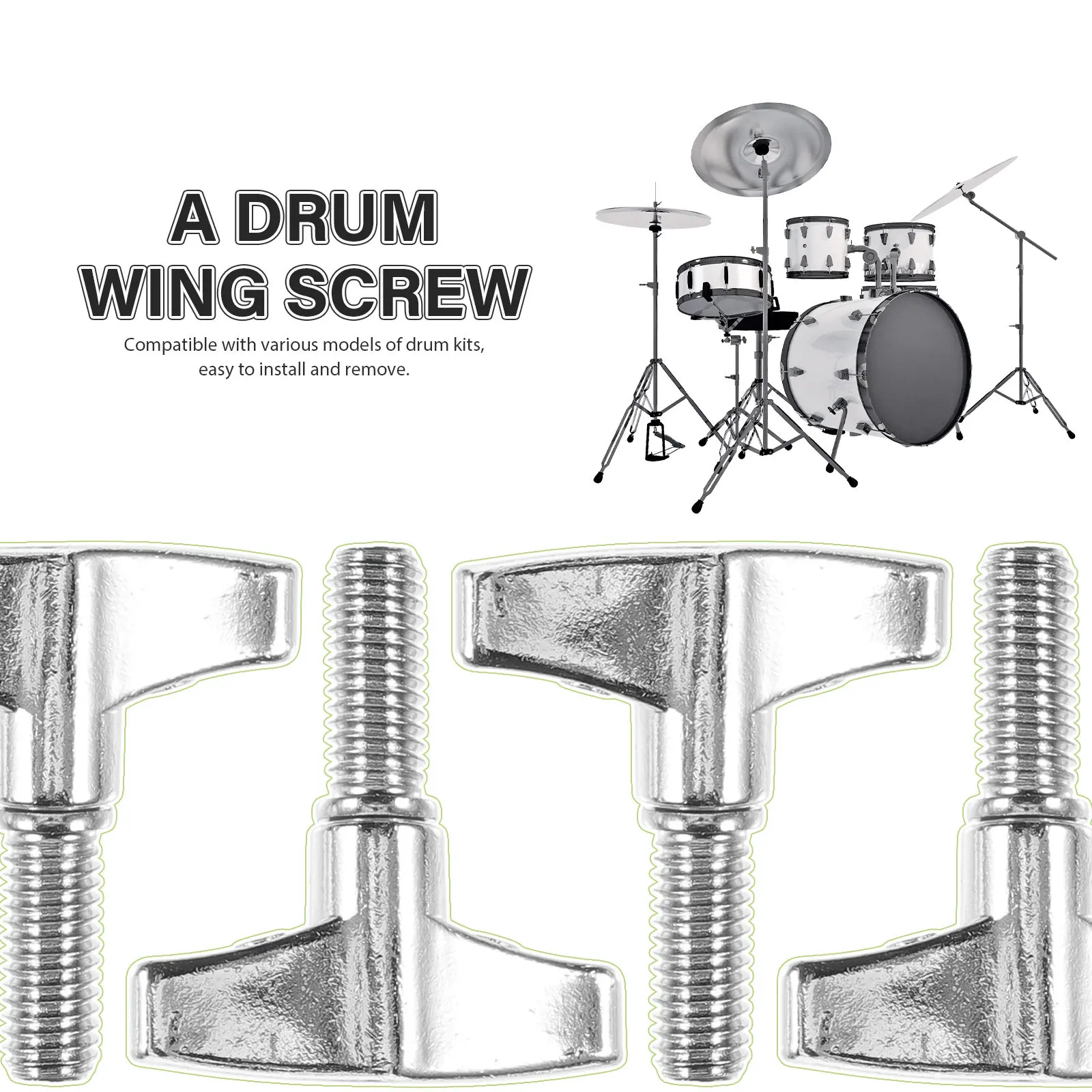 4Pcs Drum Cymbal Wing Nut Solid Metal Drum Rack Wing Screw Adjustable Butterfly Knob for Percussion Instrument Parts Cymbal