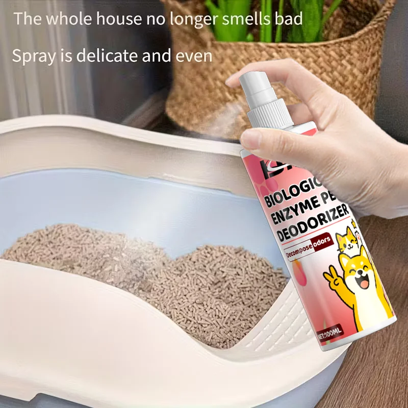 مزيل الروائح الكريهة للحيوانات الأليفة بالإنزيم البيولوجي من KJM - القضاء على رائحة صندوق فضلات القطط، 100 مل، آمن للحيوانات الأليفة، تركيبة غير سامة #3