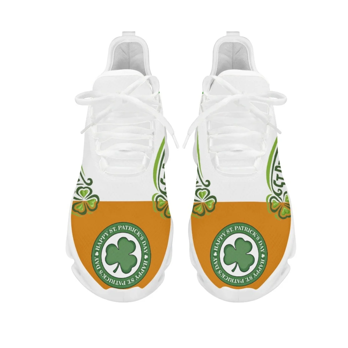 New Clover Print Platform Sneakers St. Patrick's Day Trend Vulcanized Shoes Casual Breathable Lightweight Flat Lace-up Shoes