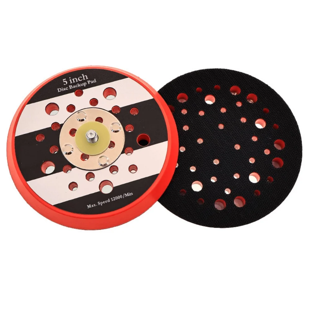 5 Inch 44-Hole Sanding Pad With 5/16-24 Thread, PU Nylon Fastener Grinding Disc For Pneumatic Polisher, 55-60 Hardness