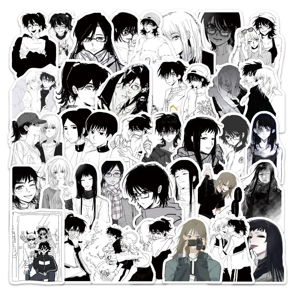 

60PCS New Anime Game Black and White Stickers DIY Gift Kids Toy Decal for Laptop Phone Scrapbook Luggage Cup Fridge Decor Gifts