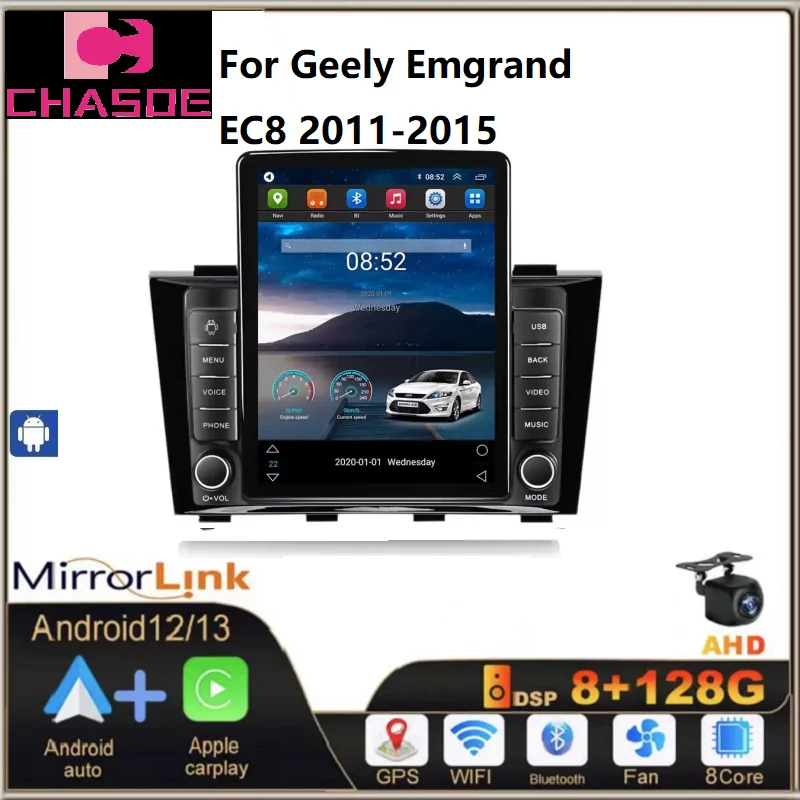 Tesla Android 13 Mirror LinK car screen For Geely Emgrand EC8 2011-2015 8+128G GPS BT Stereo SWC multimedia system