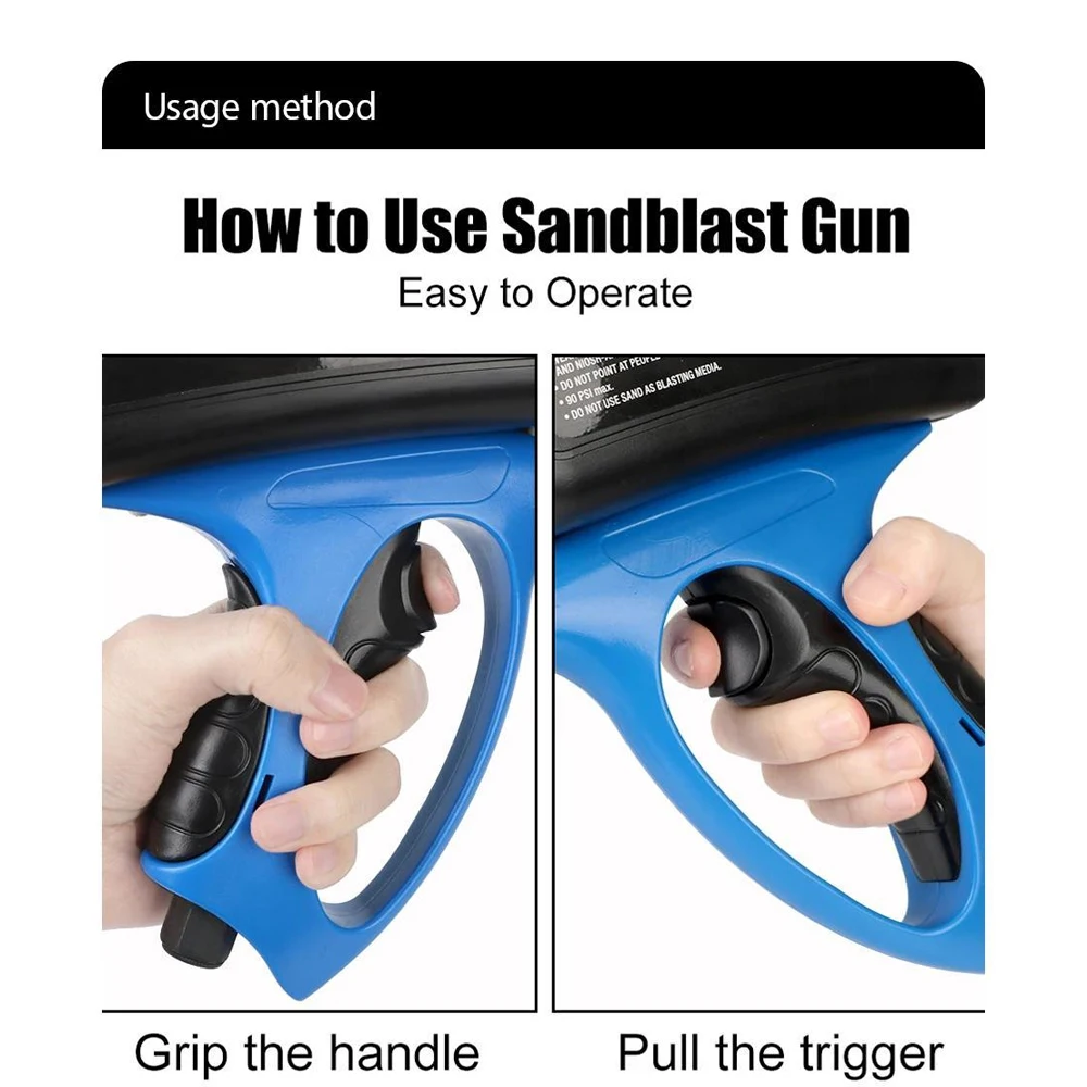 Pistola de chorro de arena portátil de 150 PSI, máquina de chorro de arena ajustable, pistola de chorro neumática de mano