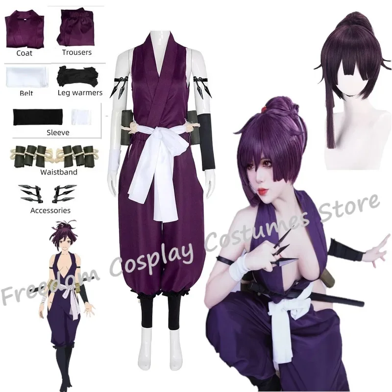 Kostum Cosplay Anime Jigokuraku Yukudha Kunoichi Hello's Seven Fox Sumire Seragam Ungu Wig Pesta Halloween Set Lengkap Wanita;2