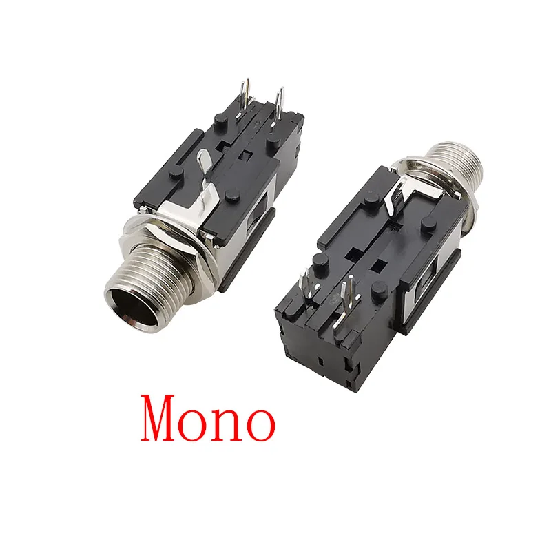 6.35mm Jack Female Mono / Stereo Connector TS 2 Pole / TRS 3 Pole 1/4Inch 6.35mm Audio Socket Thread Panel Mount Connectors