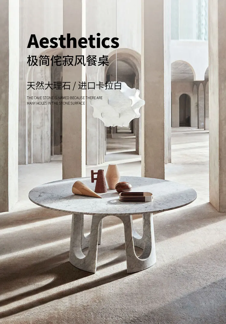 A Luxury Stone Marble Round Dining Table Modern Simple Italian Living Room Light Luxury Furniture
