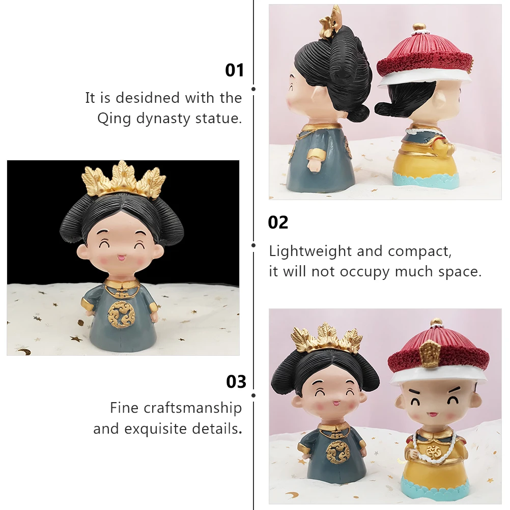 

1pc Car Decorative Ornament Chinese Style Resin Craft Statue Lightweight Miniature For Home Office Gift Wedding Bridegroom Qing
