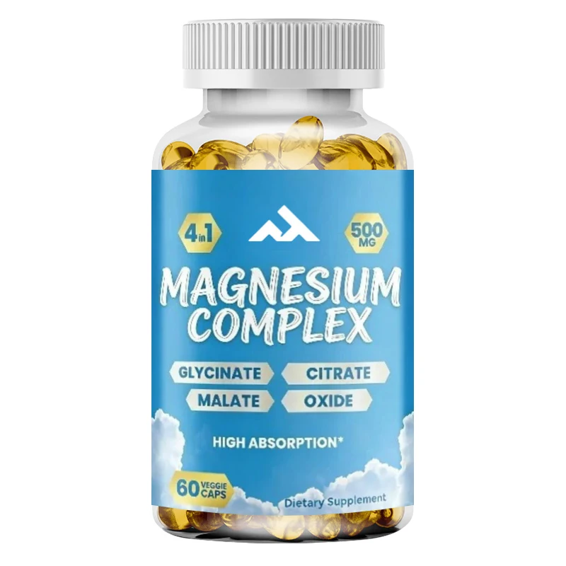 Magnesium Composite Supplement Capsules Contain Glycine, Citric Acid, Malic Acid, and Oxides for Digestive Energy Health