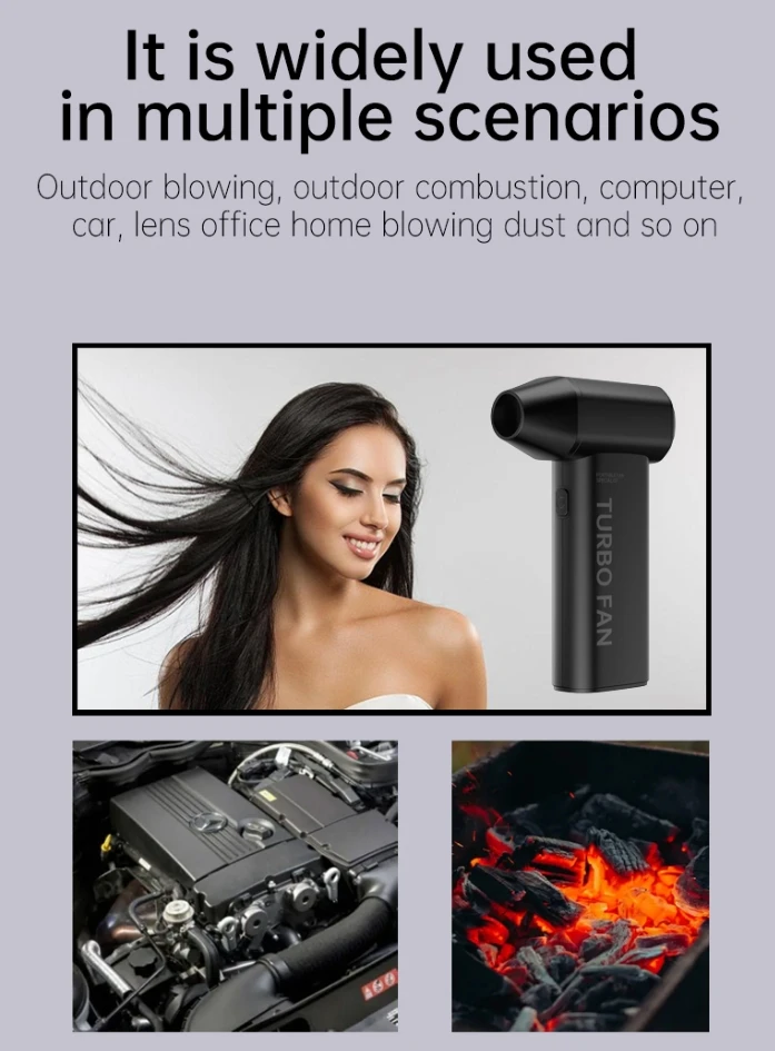 X10 Turbo Jet Fan 130000 RPM Electric Air Blower Powerful Large Wind Hair Dryer High-Speed Turbo Handheld Mini Blower