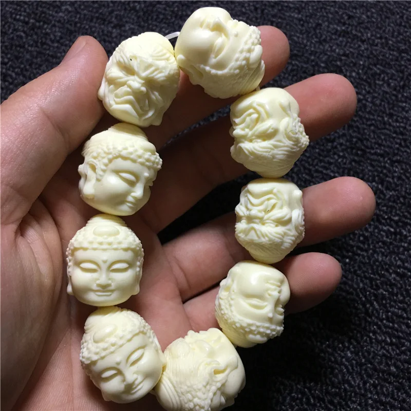 

Creative Ivory Nut Beads a Flash of Thought Carved Bracelet2.6*2.1cm*9Beads PCs Car Hanger with Beading