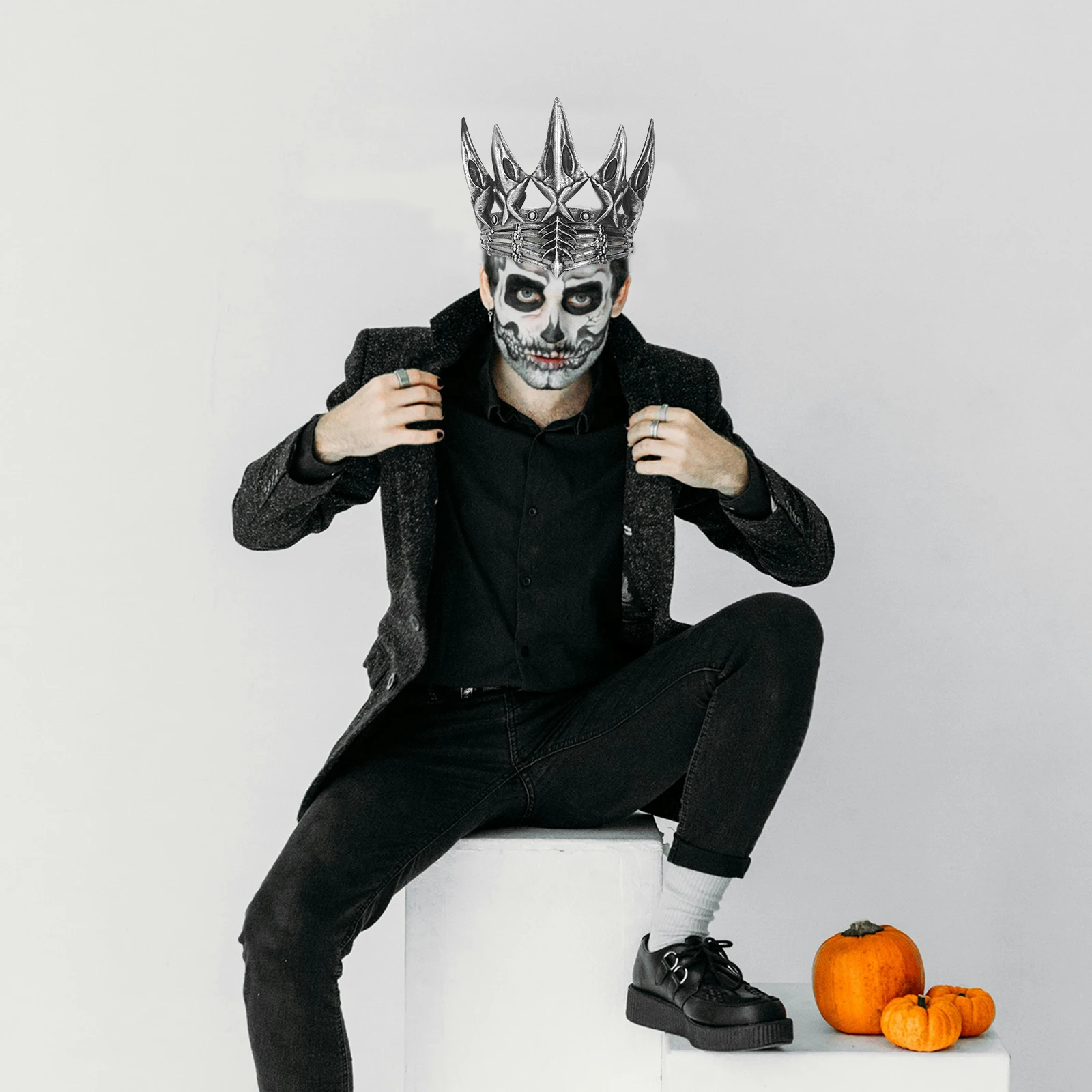 Cosplay Krone für Erwachsene Männer Party Krone für Halloween Gothic Krone Vintage Mittelalter Abschlussball Kopfschmuck Kostüm Zubehör für Männer