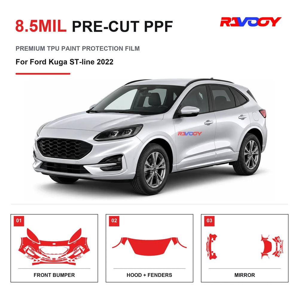 Precut PPF For Ford Kuga ST-line 2022 8.5mil TPU Clear Paint Protection Film Self Healing Hydrophobic UV Stone Chip Guard
