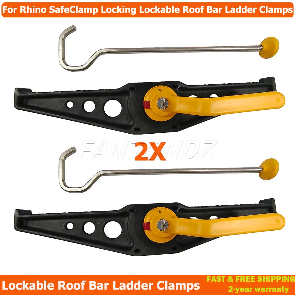 

1 Pair Ladder Clamps Locking Adjustable For Rhino SafeClamp Lockable Roof Bar