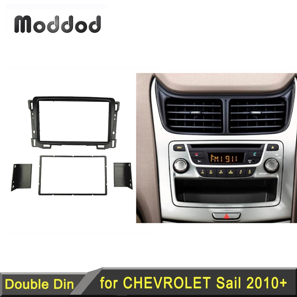 

Двойная панель 2 Din Fascia Для Chevrolet Sail 2010 +, стереопроигрыватель, радио, DVD, GPS, установка для установки, рамка, комплект отделки для приборной пане...