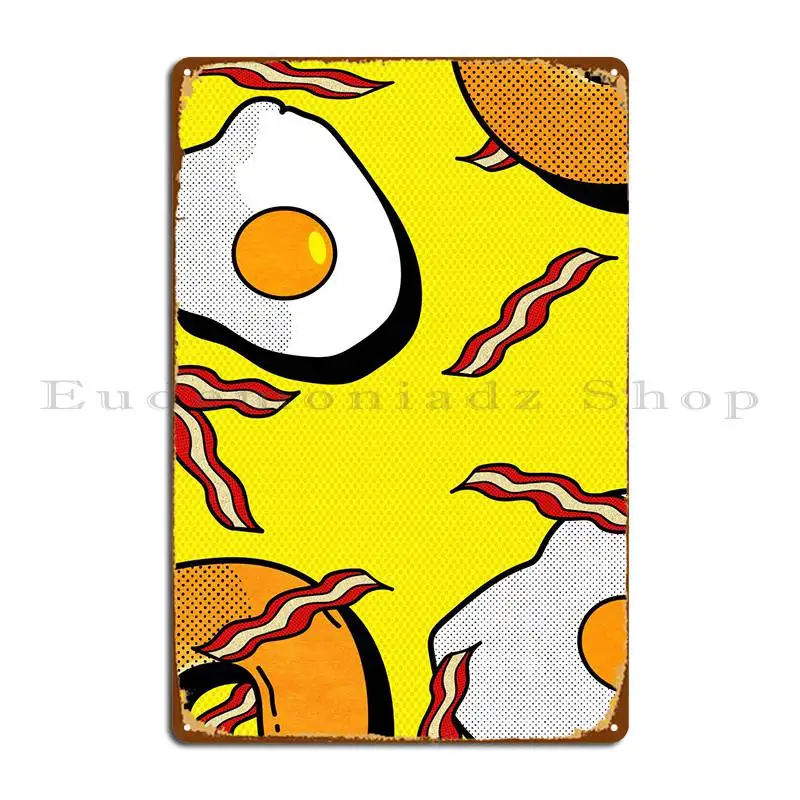 Bacon And Eggs Metal Sign Rusty Wall Decor Cave Customize Create Tin Sign Poster