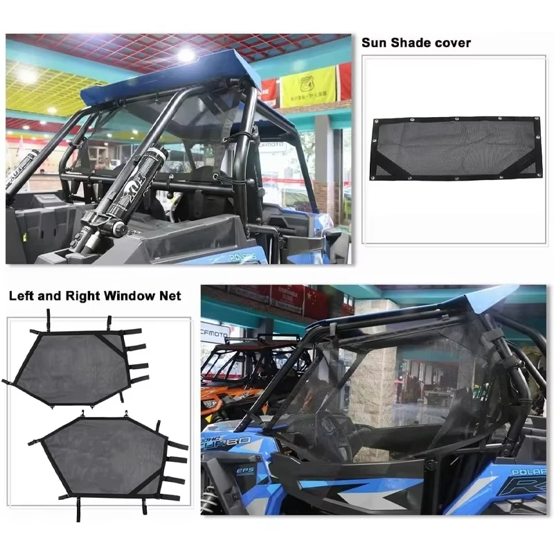 UTV Right & Left Window Net For Polaris RZR XP 1000 2014-2019 ATV Window Shade Shield Roll Cage Mesh Net Door Scratch Prevention