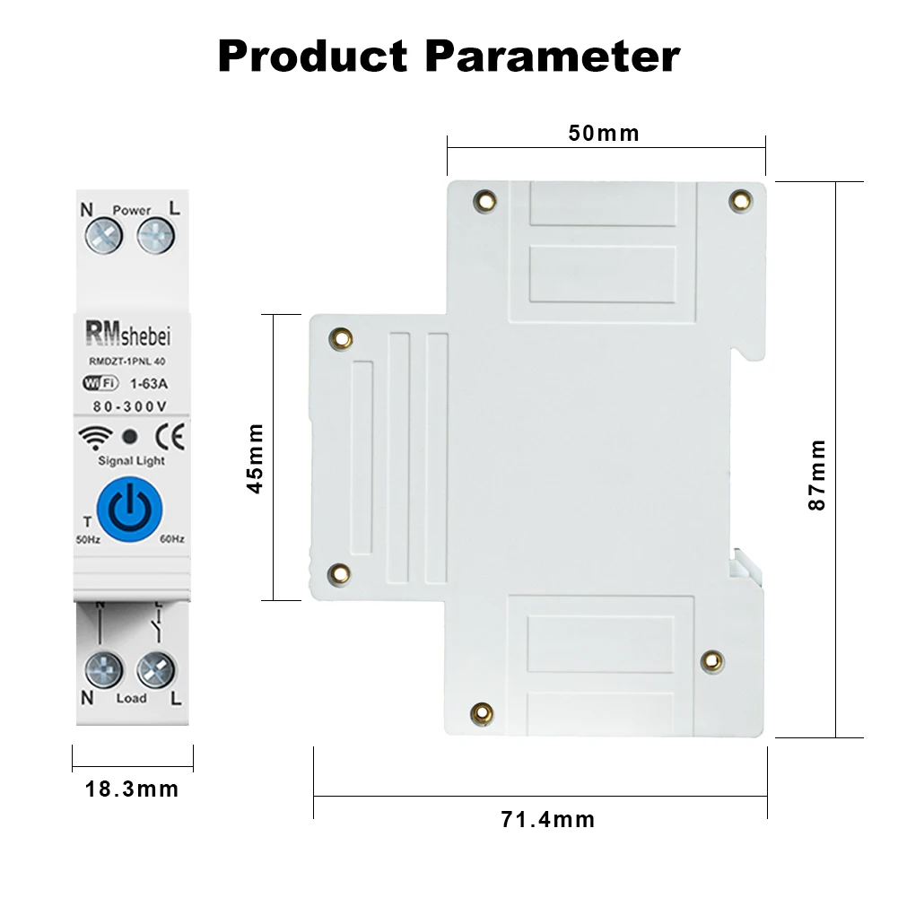 RMshebei tuya smart switch wifi circuit breaker 1 pole 63a zhejiang wenzhou mcb with timer tuya smart home products