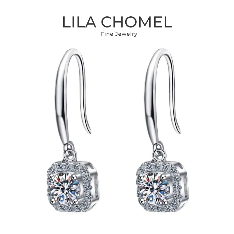 

Women Valentine's Day 18K White Gold Wedding Drop Earrings 0.5/1CT Moissanite Diamond PT950 Platinum Girl Friend Birthday Gift
